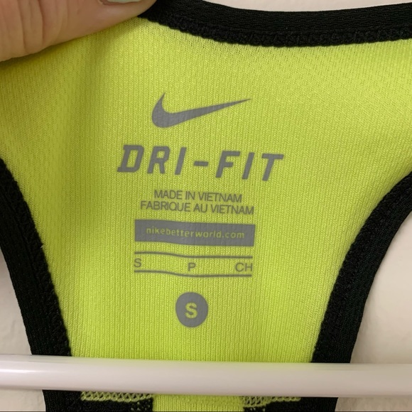Nike Dri Fit Loose Racerback Workout Tank Top Size Small Gray Neon Green Colors - Picture 3 of 4